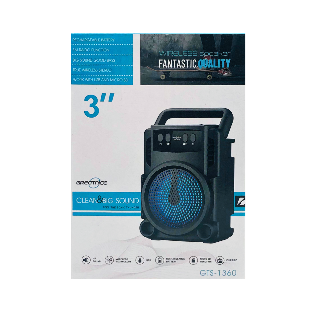 WIRELESS BLUETOOTH SPEAKER 3'' INCH (GTS-1360) [GTS 1360]