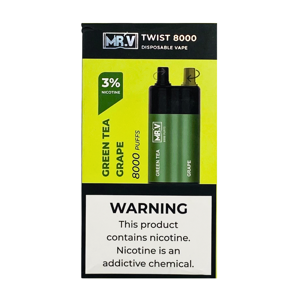 GREEN TEA+GRAPE MR.V 8000 PUFFS VAPE [GREEN TEA 8000 PUFFS]