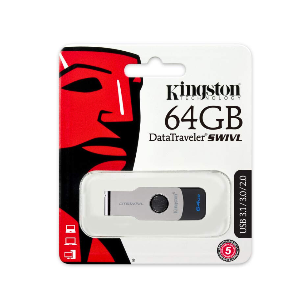 KINGSTON 64GB USB FAST DATA TRAVELER SWIVL [USB 64GB-1]