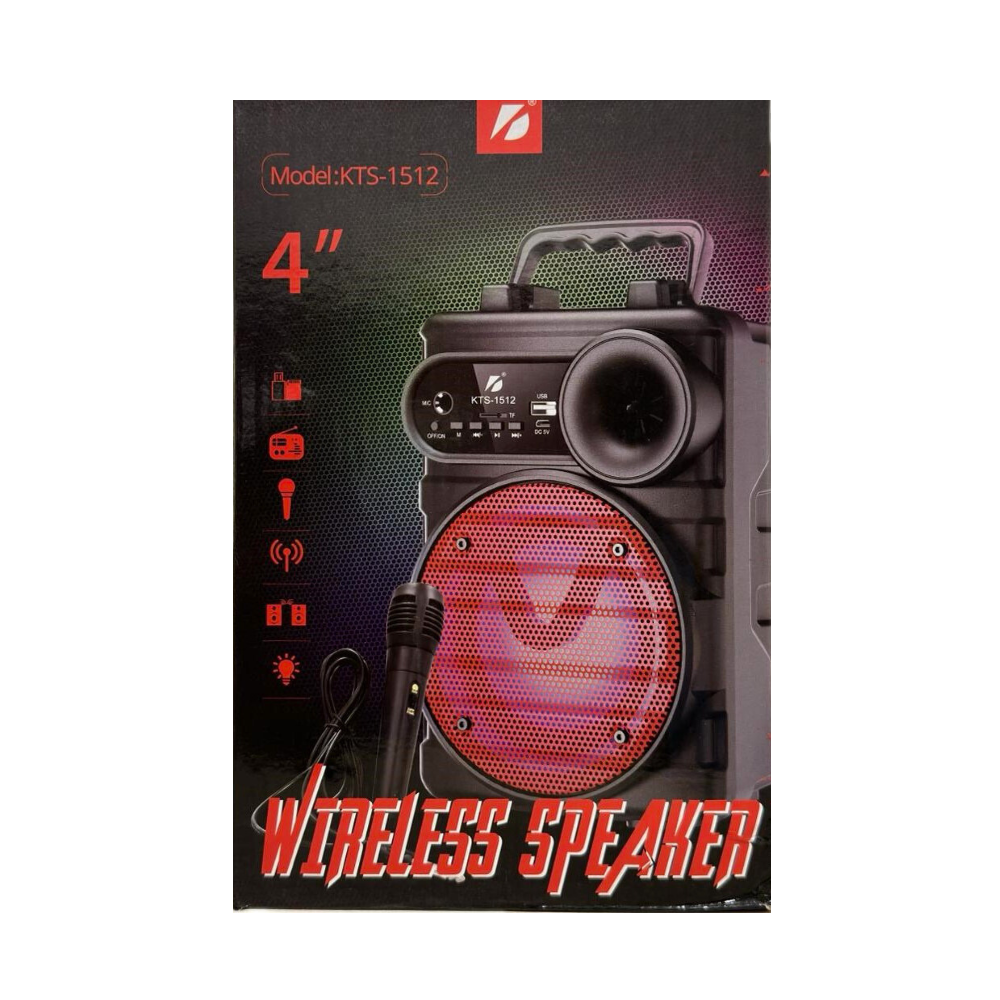 PORTABLE WIRELESS SPEAKER WITH MIC KTS-1512 [KTS 1512]