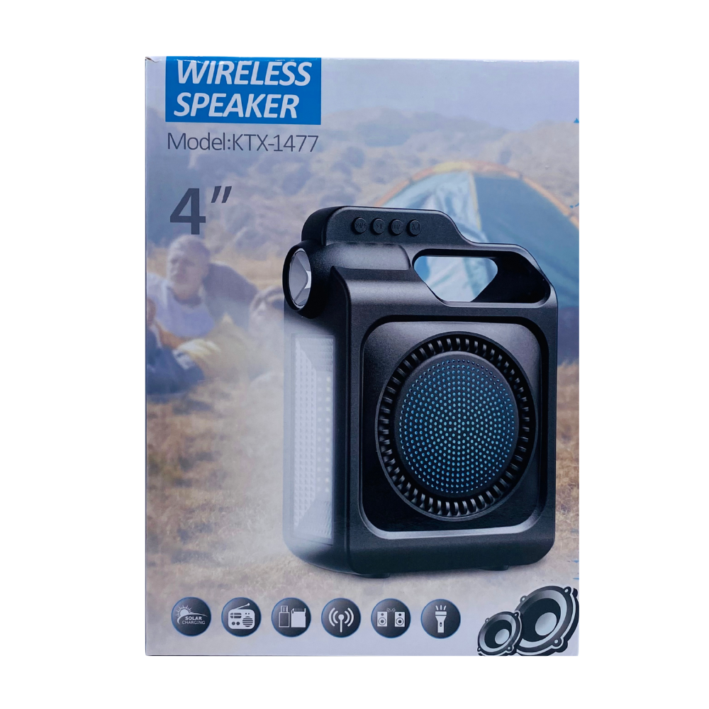 WIRELESS BLUETOOTH SPEAKER 4'' INCH (KTX-1477) WITH SOLAR [KTX 1477]