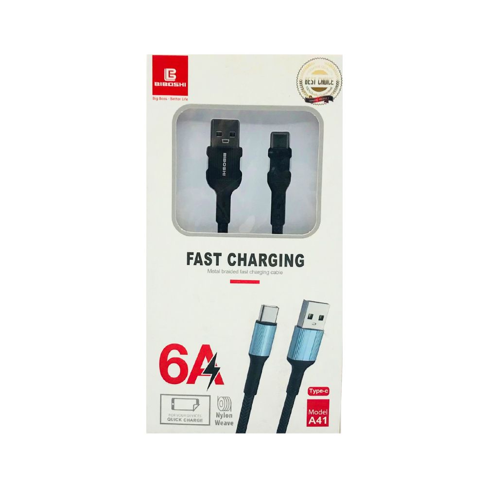 BIBOSHI 6A SMART FAST CHARGING DATA CABLE (A41 TYPE-C) [DC BIBOSHI-14]