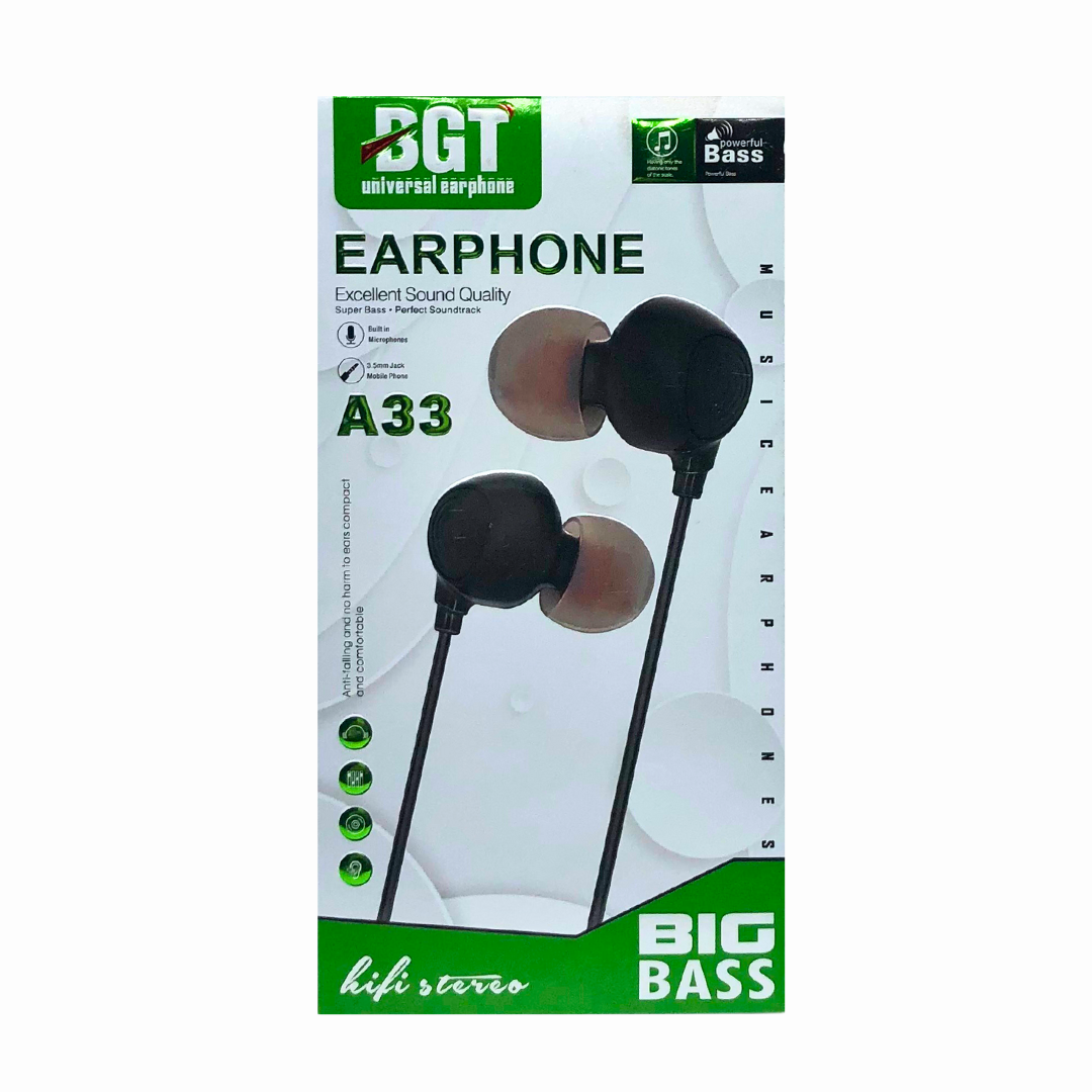 HIGH QUALITY BGT MUSIC EARPHONE BGT-A33 [HF BGT A33]