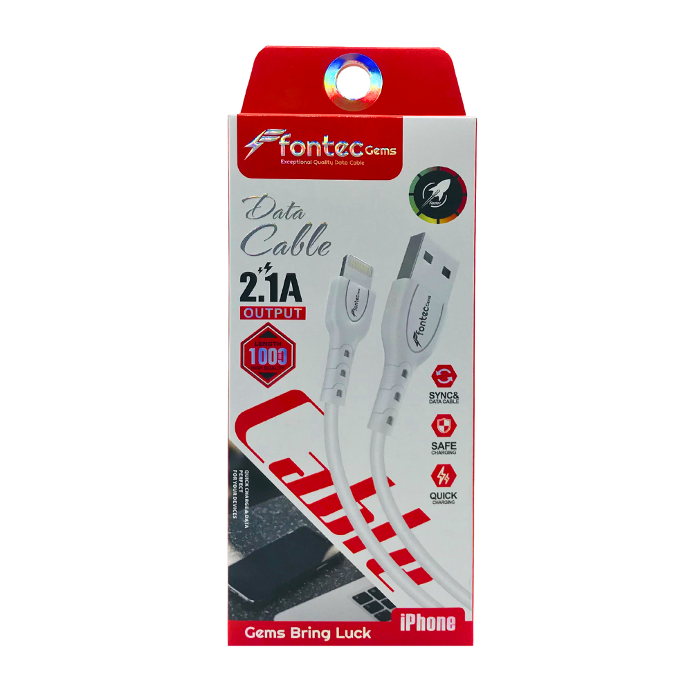 FONTEC GEMS 2.1A DATA CABLE (IPHONE) [DC GEMS IOS]