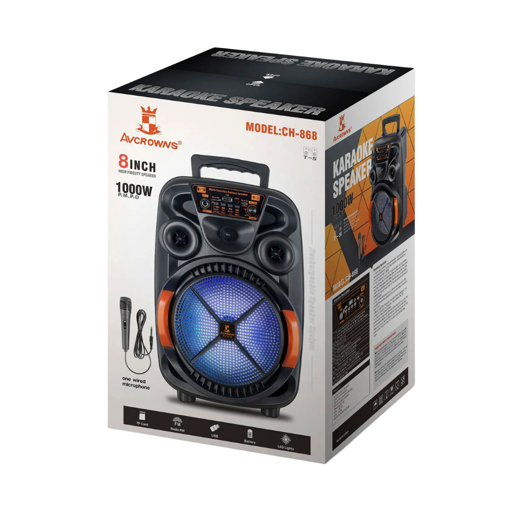 PORTABLE WIRELESS SPEAKER WITH MIC (8INCH) CH-868 [SPEAKER CH868]